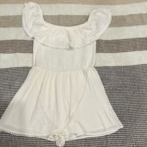 j for justify women’s white lace romper size large